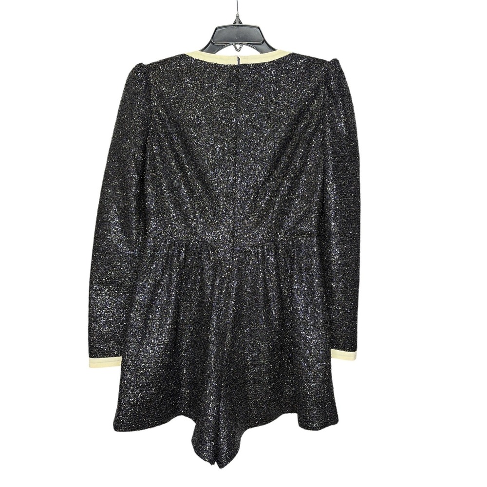 Saloni Sequin Camille B Bow Crystal Embellished Silk Trim Romper Cocktail NWT - Picture 9 of 12